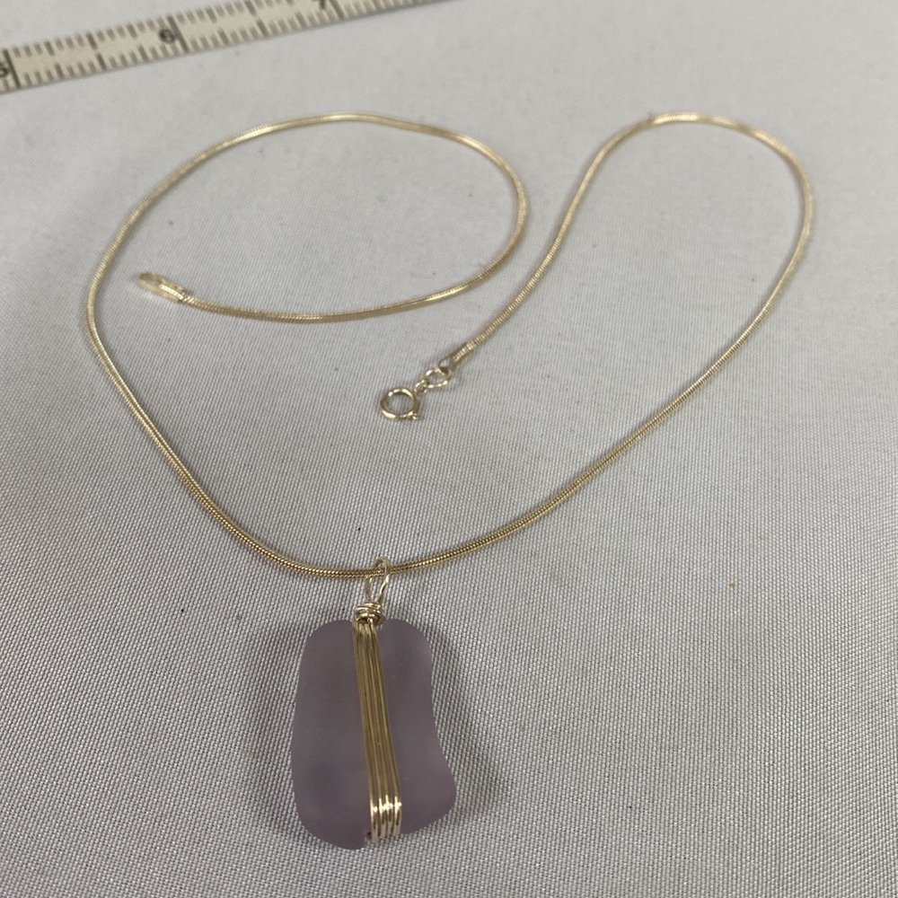 Frosted purple bead 925 silver necklace - Picture 4 of 9